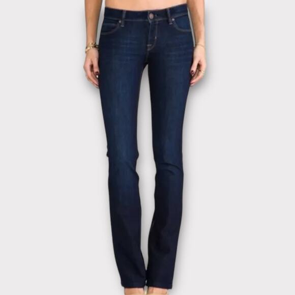 DL1961 Cindy Slim Bootcut Sonic Dark Wash Low Rise Jeans Size 27 raw hem - Picture 1 of 8